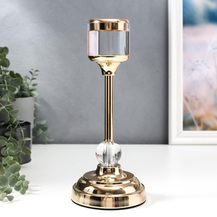 Подсвечник металл на 1 свечу Подсвечник металл на 1 свечу "Прозрачность"МИКС золото 26х12х12 см