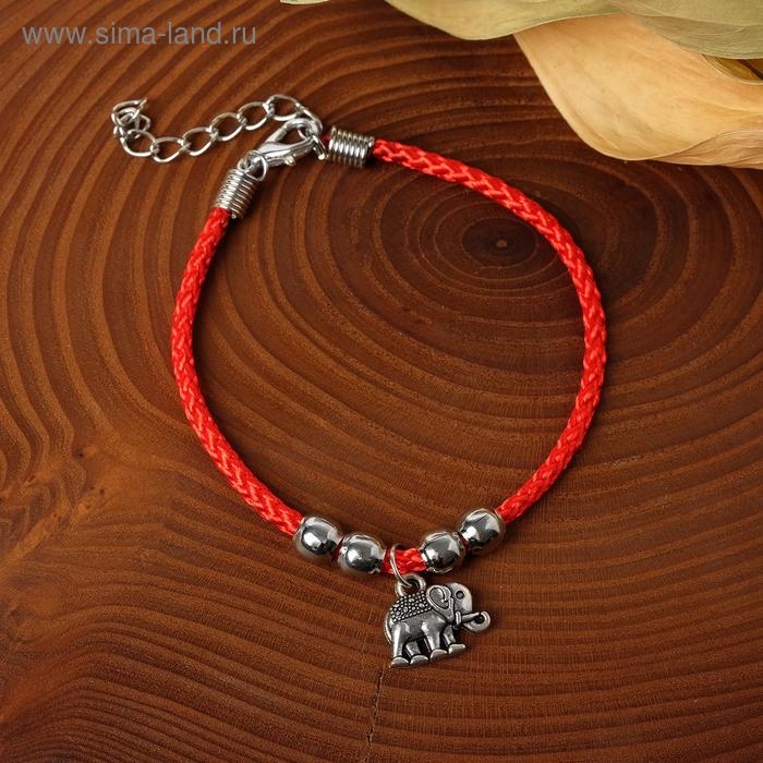 Браслет-оберег &laquo;Красная нить&raquo; талисман защиты, процветание и успех, цвет чернёное серебро, 20 см