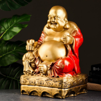 Копилка "Хотей сидя большой" бронза, красный, 32х25х51см Копилка "Хотей сидя большой" бронза, красный, 32х25х51см