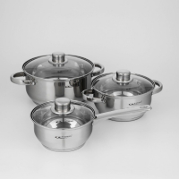 Набор кастрюль &laquo;Гретта&raquo;, 3 предмета: кастрюли 2,2 л, 4,2 л, ковш 1,6 л, капсульное дно, индукция