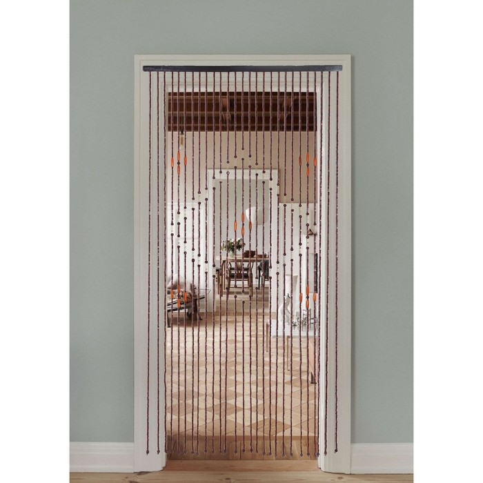 Занавеска декоративная деревянная «Ромб», 90×180 см, 27 нитей Занавеска декоративная деревянная «Ромб», 90×180 см, 27 нитей