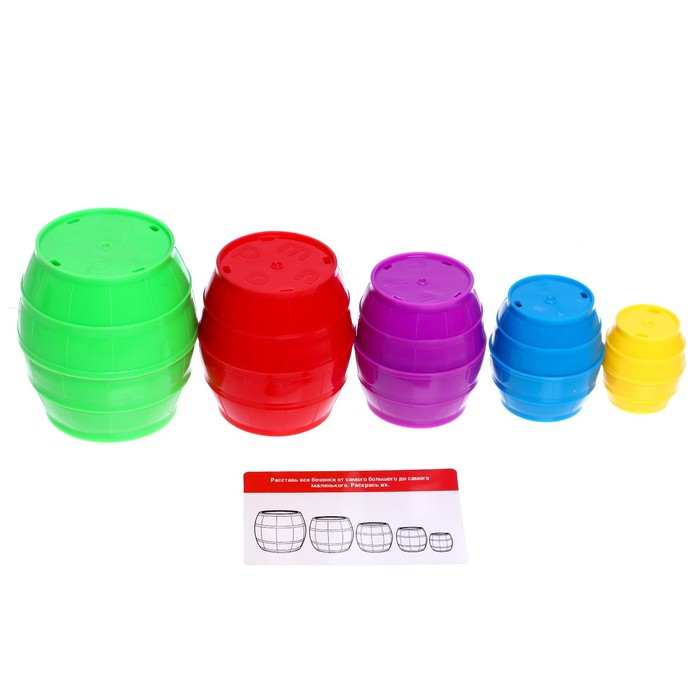 Развивающий набор &laquo;Цветные бочонки&raquo;, по типу матрёшки, набор маркеров, карточки пиши-стирай