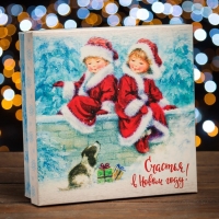 Новый год. Коробка подарочная новогодняя складная, крышка-дно "Счастья в новом году" 20 х 20 х 6 см Новый год. Коробка подарочная новогодняя складная, крышка-дно "Счастья в новом году" 20 х 20 х 6 см