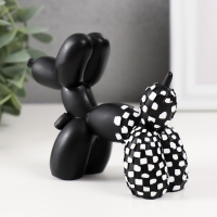 Сувенир полистоун "Чёрный воздушный шарик - собака, шахматка" 9х4,5х11 см