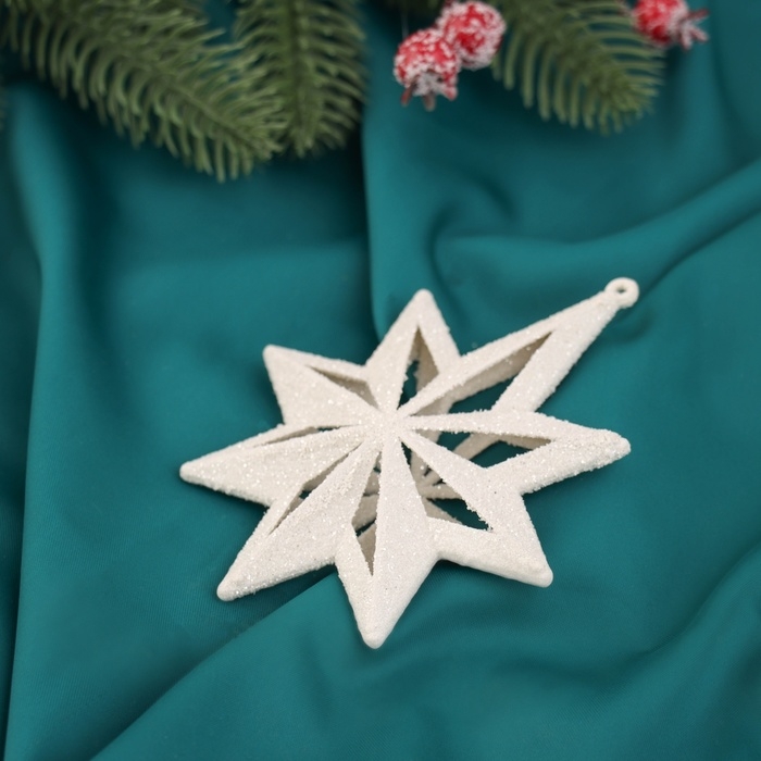 Украшение ёлочное "Снежинка многогранная" (набор 2 шт) 11,5х9,5 см, белый