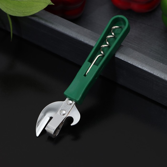 Открывашка - штопор Доляна &laquo;Польза&raquo;, 14,5 см, цвет зелёный