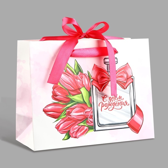 Пакет ламинированный с лентой &laquo;С Днём рождения&raquo;, MS 23 &times; 10 &times; 18 см