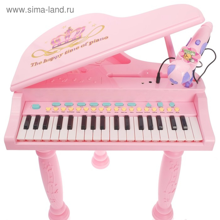 Пианино &laquo;Розовая мечта&raquo; с микрофоном и стульчиком, световые и звуковые эффекты
