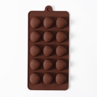 Форма для конфет и шоколада Доляна &laquo;Ракушки&raquo;, силикон, 20.5&times;10.5 см, 15 ячеек (2.7&times;2.4 см), коричневая