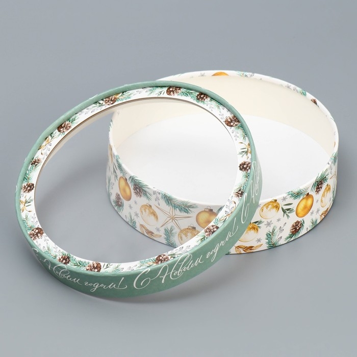 Коробка для макарун тубус с окном &laquo;Волшебная сказка&raquo;, 20 х 20 х 5 см, Новый год