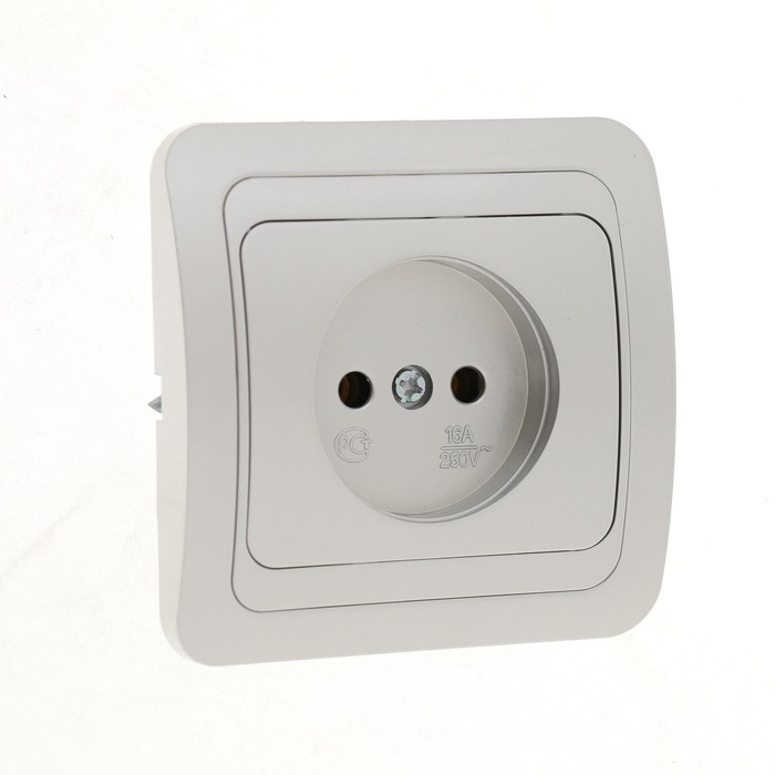 Розетка одноместная Luazon Lighting "Орион", 10 А, скрытая, без з/к, серебристая