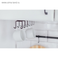 Держатель для кружек подвесной Доляна, на 12 предметов, 27×5×7,5 см, цвет коричневый Держатель для кружек подвесной Доляна, на 12 предметов, 27×5×7,5 см, цвет коричневый