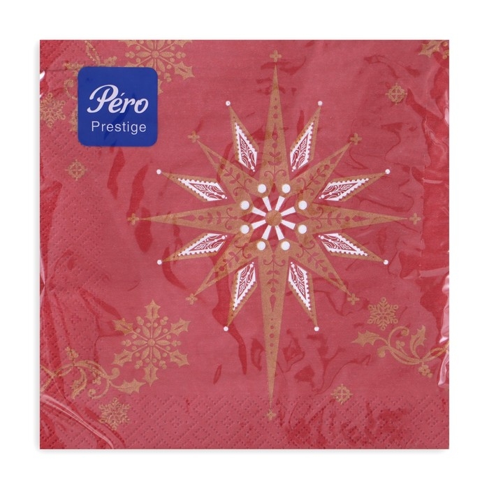 Новогодние салфетки бумажные Pero Prestige «Рождественская звезда», 3 слоя, 33х33 см, 20 шт Новогодние салфетки бумажные Pero Prestige «Рождественская звезда», 3 слоя, 33х33 см, 20 шт