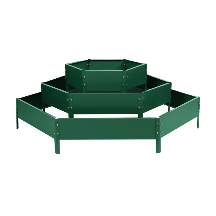 Клумба оцинкованная, 3 яруса, d = 60&ndash;100&ndash;140 см, h = 45 см, зелёная, Greengo