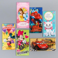 Набор конвертов для денег, 16.5х8 см, 6 штук, Disney Набор конвертов для денег, 16.5х8 см, 6 штук, Disney