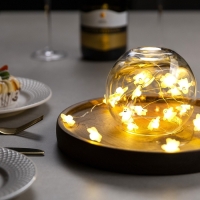 Гирлянда &laquo;Нить&raquo; 2 м роса с насадками &laquo;Призрак&raquo;, IP20, серебристая нить, 20 LED, свечение тёплое белое, 2 режима, ААх2