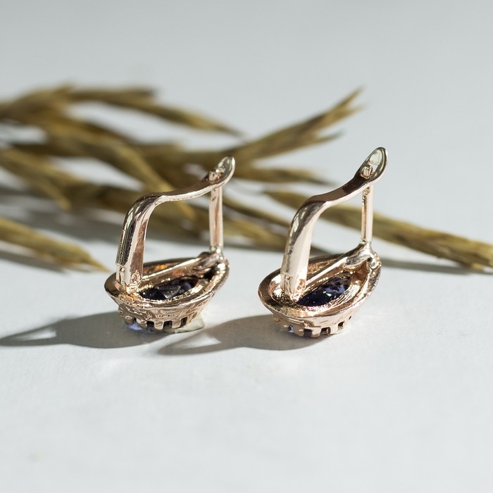 Серьги со стразами «Эдель» капля, цвет тёмно-синий в золоте Серьги со стразами «Эдель» капля, цвет тёмно-синий в золоте