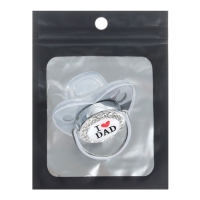 Соска - пустышка силиконовая ортодонтическая &laquo;I LOVE DAD&raquo;, от 6 мес., с колпачком, цвет серый/серебро, стразы