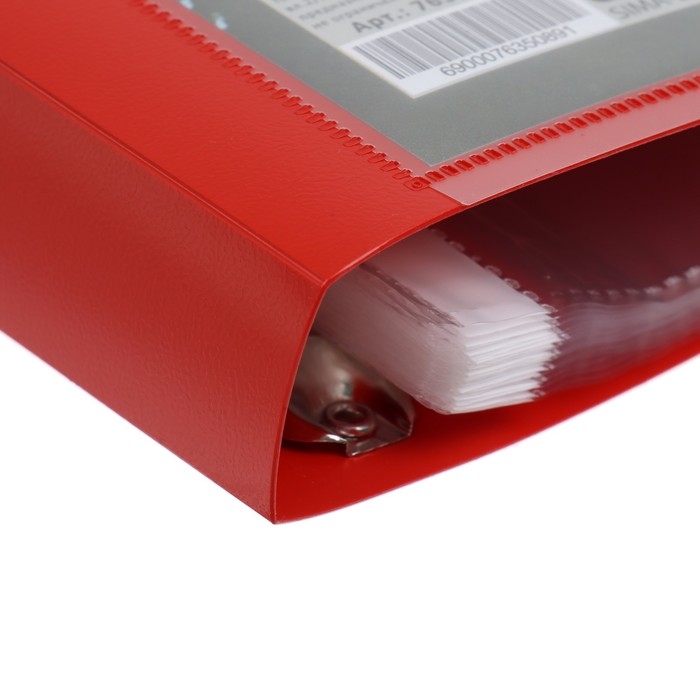 Папка-портфолио А4, Calligrata Папка-портфолио А4, Calligrata "Веселая школа", пластиковая, на 4 кольцах, для школьника, 20 файлов