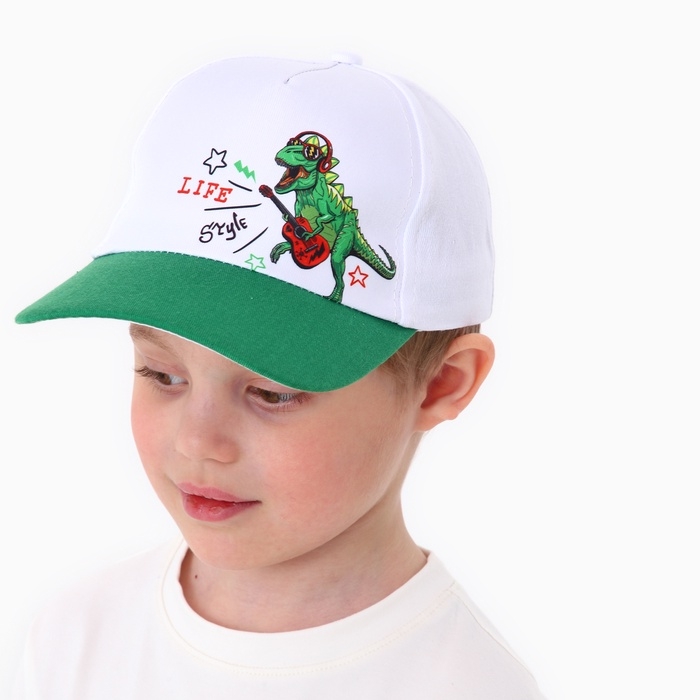 Кепка детская для мальчика Life style, дино, цвет белый, р-р 52-54, 5-7 лет