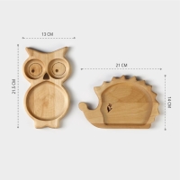 Набор деревянной посуды Adelica &laquo;Советское детство&raquo;, менажница, ежик 21&times;14&times;1,8 см, сова 21,5&times;13&times;1,8 см, в подарочной коробке