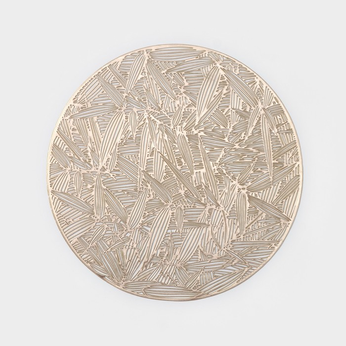 Салфетки сервировочные на стол Доляна &laquo;Листья&raquo;, d=38 см, 4 шт, цвет золотой