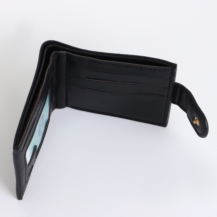 Портмоне мужское на кнопке, цвет чёрный Портмоне мужское на кнопке, цвет чёрный