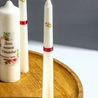 Свечи свадебные "День Нашей Свадьбы" набор 3 шт (15 см + 2 шт по 19 см), бордовый