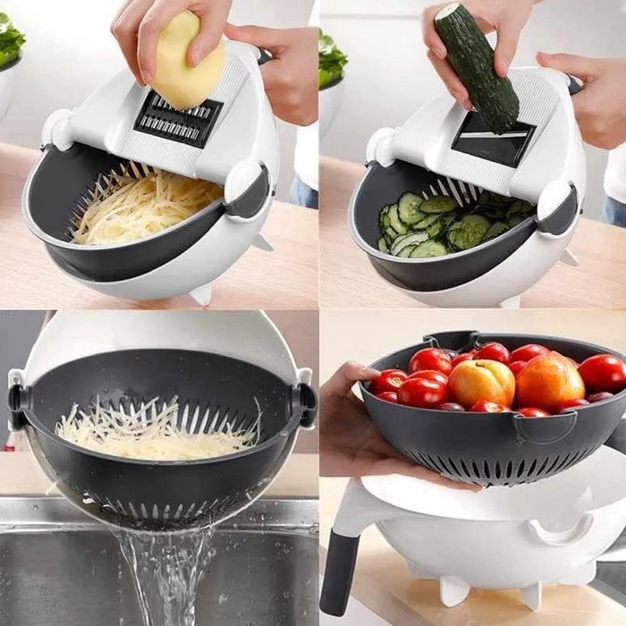 Многофункциональная овощерезка &laquo;Маджестик&raquo;, со сливной корзиной, 22,3&times;13,5&times;22,5 см, цвет бело-серый
