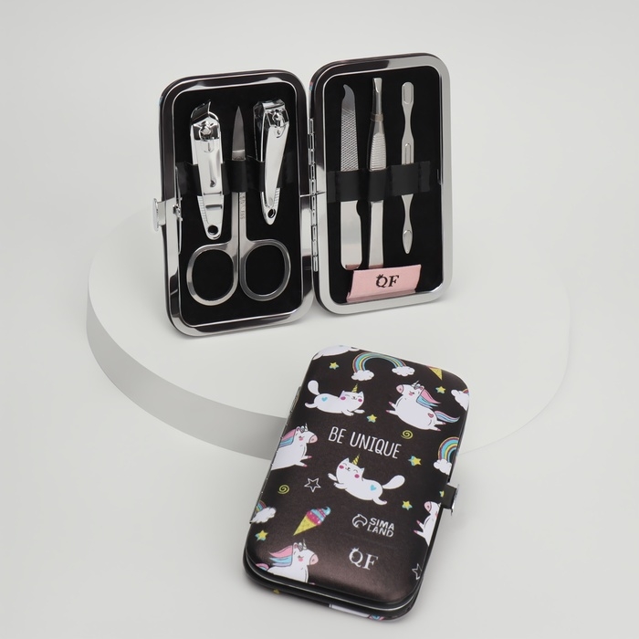 Набор маникюрный «Тренд», 6 предметов, в футляре, цвет чёрный Набор маникюрный «Тренд», 6 предметов, в футляре, цвет чёрный