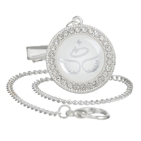 Соска - пустышка силиконовая ортодонтическая &laquo;LITTLE ANGEL&raquo;, от 6 мес., с колпачком + держатель - цепочка, цвет серебренный, стразы