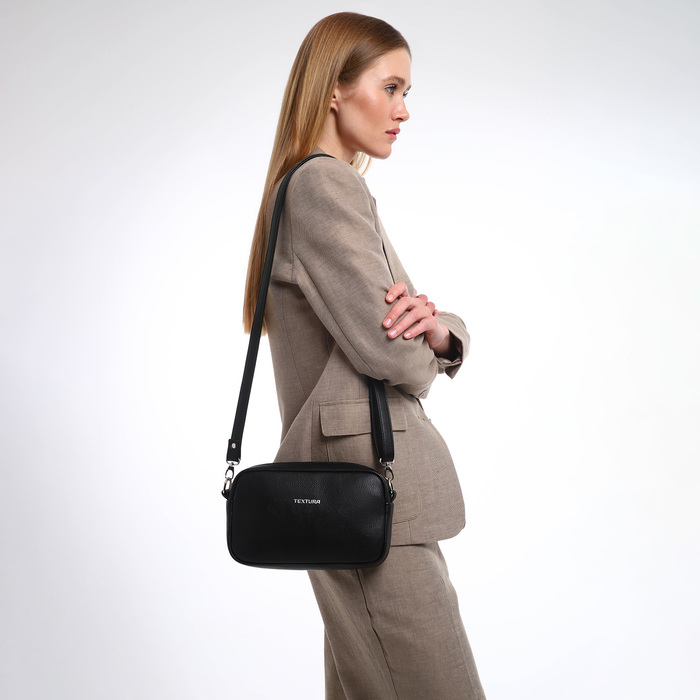 Сумка женская через плечо TEXTURA, маленький размер, цвет чёрный