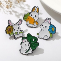 Набор значков (4 шт.) &laquo;Зайчата&raquo;, цветной в чёрном металле