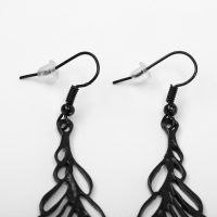 Серьги висячие «Перья» павлина, цвет чёрный матовый, 7,5 см Серьги висячие «Перья» павлина, цвет чёрный матовый, 7,5 см