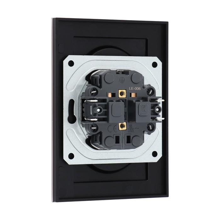 Розетка двухместная TOT Matte Glass, 10 А, скрытая, без з/к, стекло, черная Розетка двухместная TOT Matte Glass, 10 А, скрытая, без з/к, стекло, черная