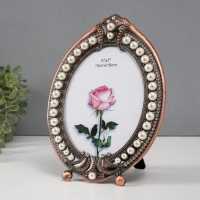 Фоторамка металл, стекло 13х18 см "Нега" красная медь, стразы, жемчужины 1,7х17,3х25 см