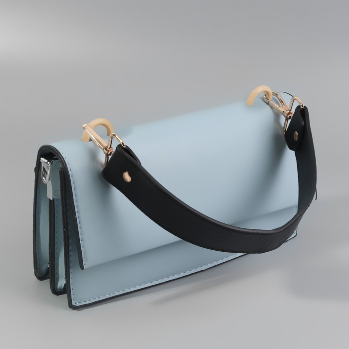 Ручка для сумки, с карабинами, 35 &plusmn; 1 см &times; 3,5 см, цвет чёрный/золотой