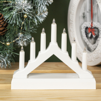 Светодиодная фигура &laquo;Белая рождественская горка&raquo;, пластик, батарейки ААх2 (не в комплекте), свечение тёплое белое