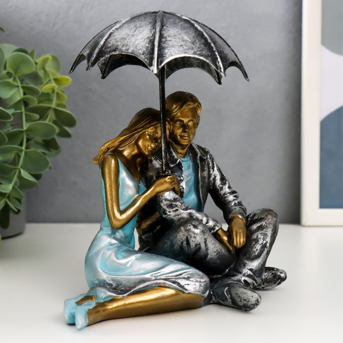 Сувенир полистоун романтика Сувенир полистоун романтика "Влюблённые под зонтом" 17,5х14,5х10,5 см