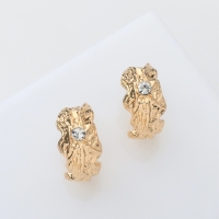 Серьги со стразами &laquo;Бесконечность&raquo; полусфера, цвет белый в золоте