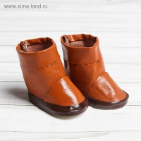 Сапоги с отворотами для куклы, длина подошвы &mdash; 7,5 см, цвет коричневыйй