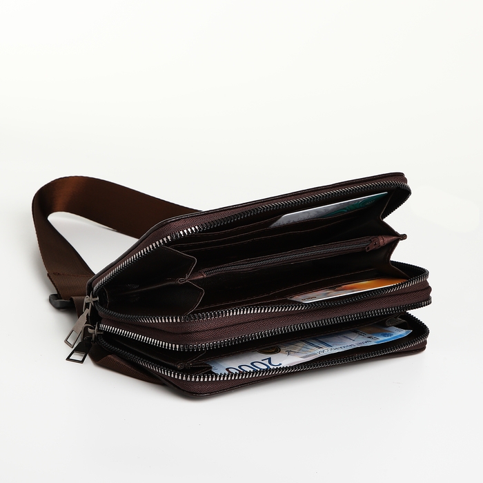 Портмоне-клатч мужской на молнии TEXTURA, цвет коричневый Портмоне-клатч мужской на молнии TEXTURA, цвет коричневый