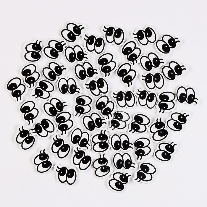 Глаза, набор 50 шт., размер 1 шт. &mdash; 2 &times; 1,6 см, цвет чёрный