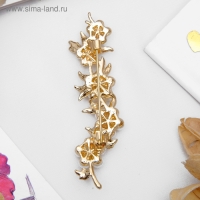 Брошь &laquo;Веточка с цветами&raquo;, цвет белый в золоте