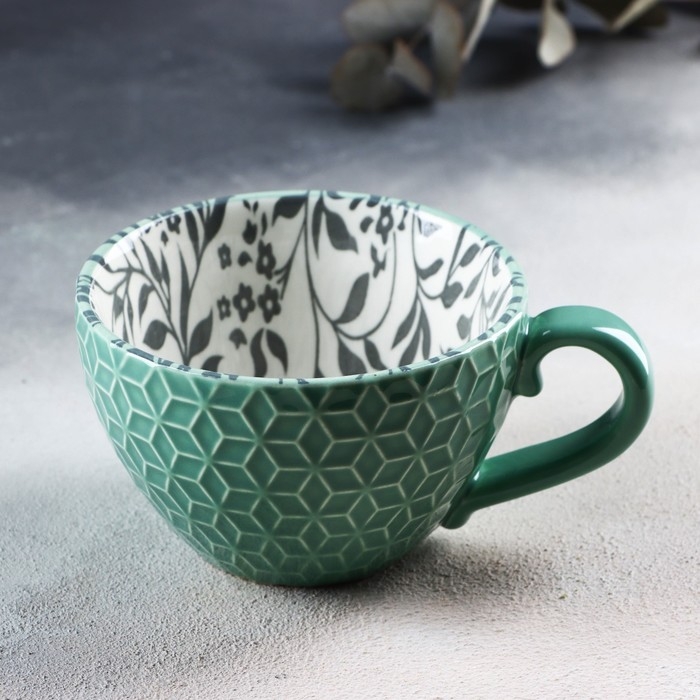Кружка керамическая &laquo;Листья&raquo;, 290 мл, цвет зелёный