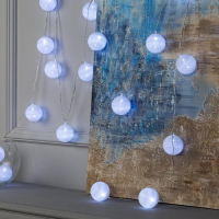 Гирлянда &laquo;Нить&raquo; 5 м с насадками &laquo;Клубки белоснежные&raquo;, IP20, прозрачная нить, 20 LED, свечение белое, 220 В