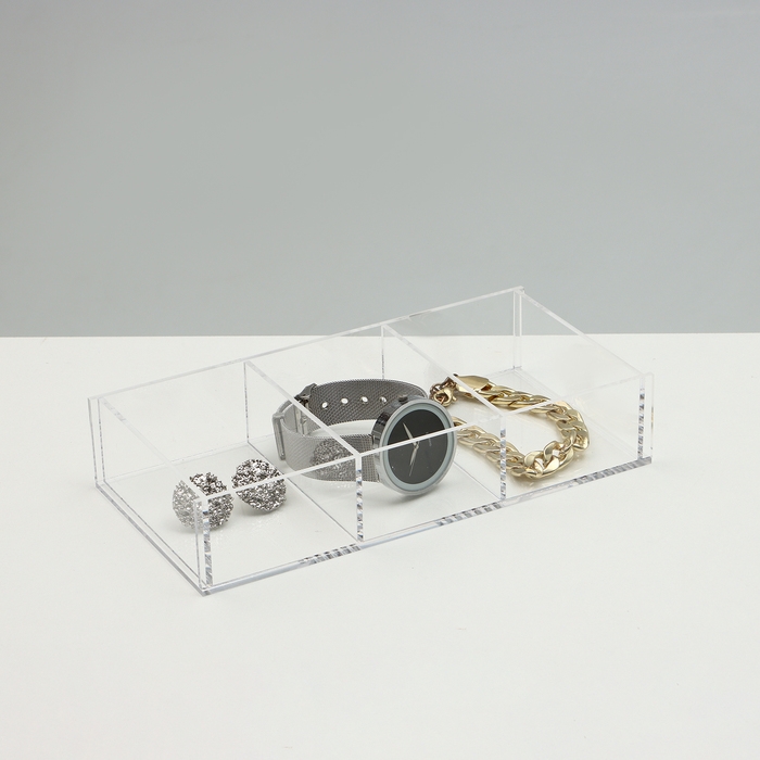 Подставка для презентации, 3 ячейки, 20,3&times;10,2&times;3,8 см, оргстекло 2 мм, В ЗАЩИТНОЙ ПЛЁНКЕ