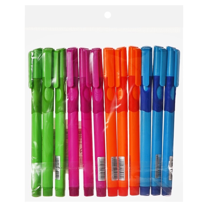 Набор шариковых ручек 12 штук, 0,7мм, корпус с резиновым держателем, чернила синие, МИКC