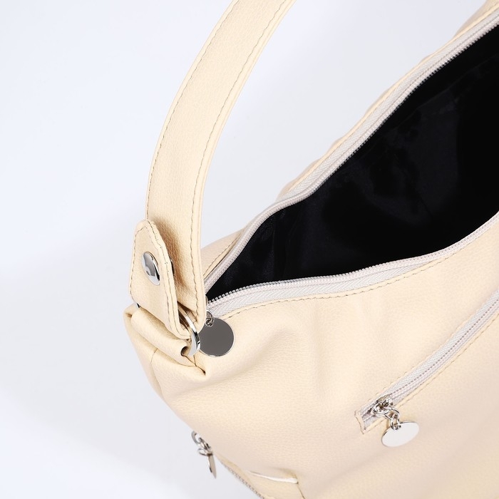 Сумка-мешок на молнии, наружный карман, цвет бежевый Сумка-мешок на молнии, наружный карман, цвет бежевый