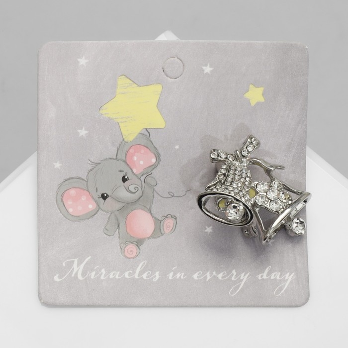 Брошь &laquo;Колокольчики&raquo;, цвет белый в серебре